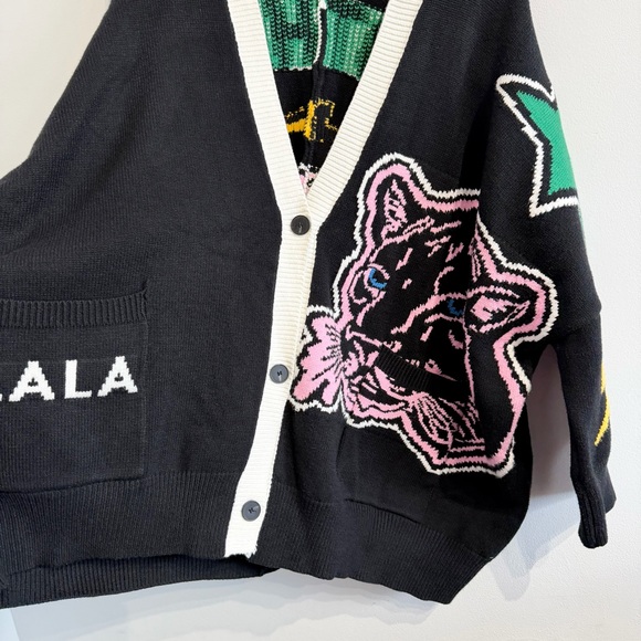 Dressed in Lala Mother is Mothering Oversized Cardigan in black original - Picture 7 of 11